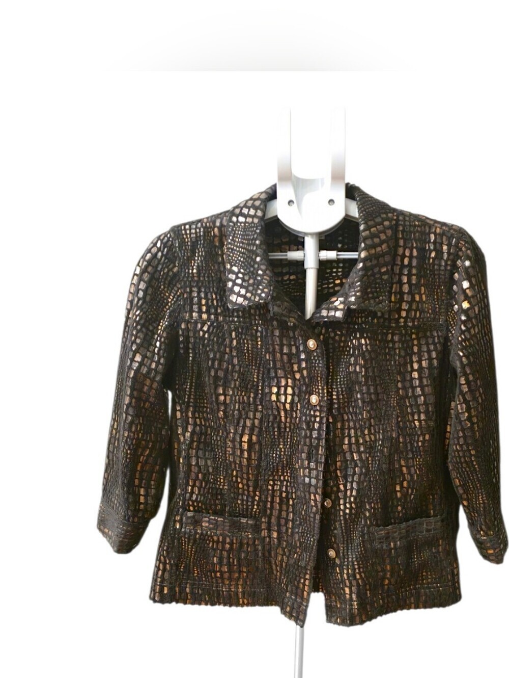 JM Collection Black Jacket with Metallic Gold Accents